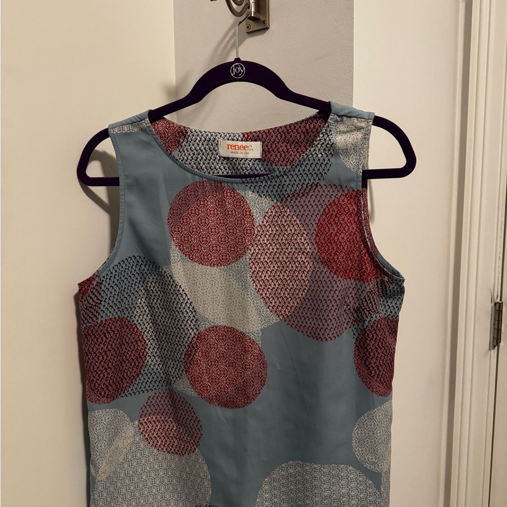 Renee C. Multicolor Geometric Sleeveless Blouse